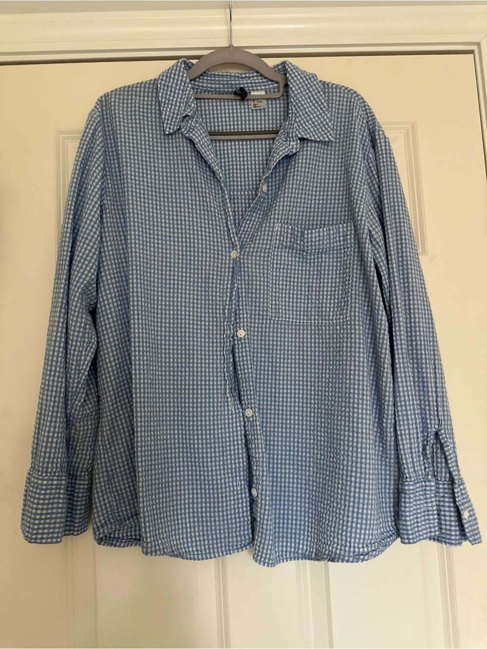 H&M Blue Gingham Casual Button-Up Shirt